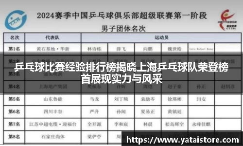 乒乓球比赛经验排行榜揭晓上海乒乓球队荣登榜首展现实力与风采